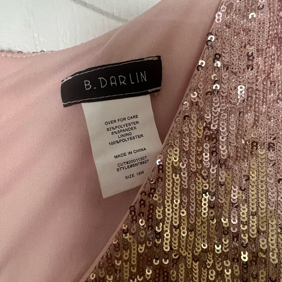 B. Darlin Trendy Plus Size Sequined Flutter-Sleeve Dress - Light - Picture 6 of 9